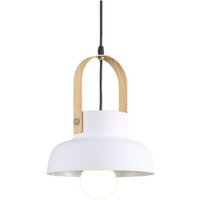 E27 Modern Hängeleuchte Schwarz Pendelleuchte Lampenschirm Kreative Metall Holz Deckenleuchte Weiß von WOTTES