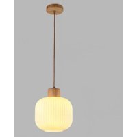 E27 Modern Pendelleuchte Höhenverstellbar Hängelampe Glas Holz Deckenleuchte Lampenschirm Ø20CM von WOTTES