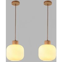 E27 Modern Pendelleuchte Höhenverstellbar Hängelampe Glas Holz Deckenleuchte Lampenschirm Ø29CM 2 Stücke E27 Modern Pendelleuchte Höhenverstellbar Hängelampe Glas Holz Deckenleuchte Lampenschirm Ø29CM 2 Stücke von WOTTES