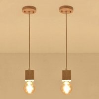 E27 Vintage Pendelleuchte Holz Hängelampe Eisen Esstischlampe für Wohnzimmer Küchen Restaurant Bar 2 Stücke von WOTTES