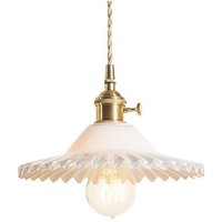 Industrielle Vintage Pendelleuchte Retro Glas Hängeleuchte Lampenschirm Kreative Deckenleuchte Weiß von WOTTES