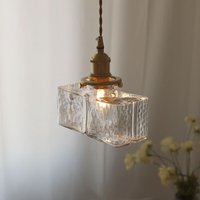Wottes - Modern Pendelleuchte E27 Messing Deckenleuchte Transparent Glas Hängelampe Höhenverstellbare Kronleuchter - b von WOTTES