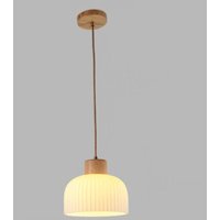 Modern Pendelleuchte Glas Holz Hängelampe Kreative Innenbereich Deckenleuchte Lampenschirm Ø20CM von WOTTES