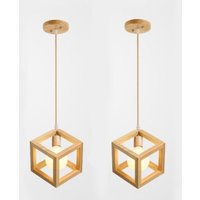 Wottes - Modern Pendelleuchte Holz Hängende Lampenschirm Eisen Deckenleuchte für Küche Wohnzimmer Café Restaurant 2 Stücke von WOTTES