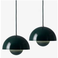 Wottes - Modern Pendelleuchte Kreative Metall Hängeleuchte Lampenschirm Höhenverstellbare Kronleuchter 2 Stück Dunkelgrün von WOTTES