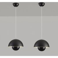 Wottes - Modern Pendelleuchte Kreative Metall Hängeleuchte Lampenschirm Höhenverstellbare Kronleuchter 2 Stück Mattschwarz von WOTTES