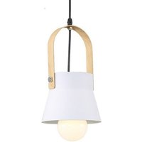 Moderner Industrieller Pendelleuchte Metall Holz Hängeleuchte Innenbereich Deckenleuchte Weiß von WOTTES