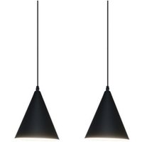 Wottes - Retro Industrielle Pendelleuchte Schwarz Hängelampe Lampenschirm Höhenverstellbare Kronleuchter Ø19CM 2 Stücke von WOTTES