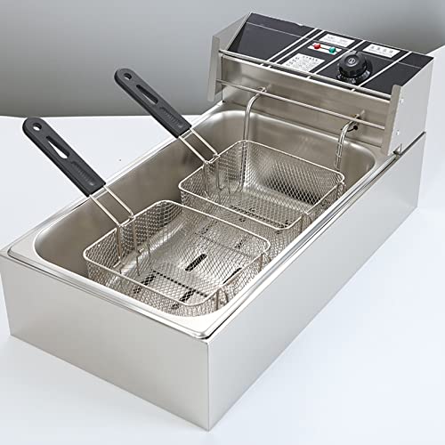 Edelstahl-Fritteuse mit - Körben - 6 Liter - Thermostat 50°-200°C - Timer - Cool-Touch-Griff - Thermoschutz - Status-LED - Überhitzungsschutz Edelstahl 56 * 40 * 50cm，56 * 40 * 50cm. von WOTZOV