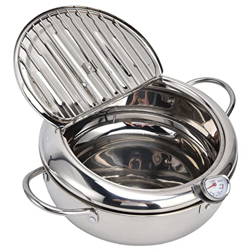 Frittiertopf, Stil Frittiertopf Fritteuse mit Korb Kleine Fritteuse mit Korb 304 Edelstahl für die Küche zu Hause Frittierkorb von WOTZOV