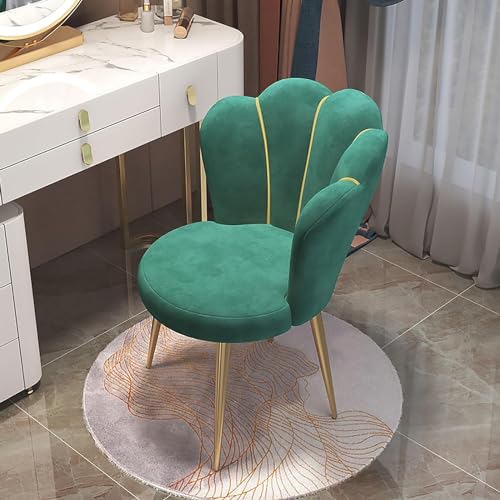 Schminkhocker aus rosa Samt, moderner Akzentstuhl für Schlafzimmer und Wohnzimmer, stilvolle Frisiertischbank mit Metallbeinen, bequemer Freizeitsessel.,Green Schminkhocker aus rosa Samt, moderner Akzentstuhl für Schlafzimmer und Wohnzimmer, stilvolle Frisiertischbank mit Metallbeinen, bequemer Freizeitsessel.,Green von WOTZOV
