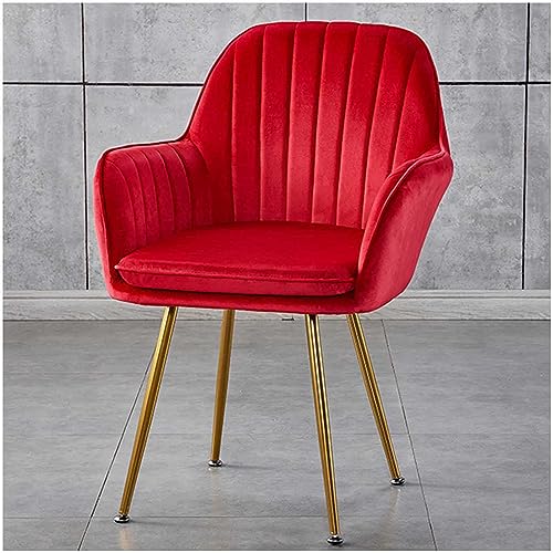 Schminkstuhl aus Samt, Schminkstuhl mit Metallbeinen, Gepolsterter Beistellstuhl, Esszimmerstühle mit Rückenlehne, Für Wohnzimmer, Schlafzimmer, Frisiertisch，K von WOTZOV