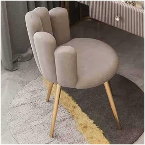 Schminkstuhl aus Samt, mit gepolstertem Bürostuhl in Blütenform, mit Rückenlehne und Metallbeinen, für Wohnzimmer, Schlafzimmer, Schminktisch，H von WOTZOV