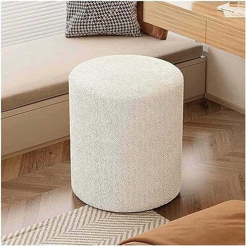 Schminktischhocker, moderner runder multifunktionaler Ottoman, weicher gepolsterter Sitz aus Kunstlammsamt, für Wohnzimmer, Schlafzimmer, Schminktisch,Off White Schminktischhocker, moderner runder multifunktionaler Ottoman, weicher gepolsterter Sitz aus Kunstlammsamt, für Wohnzimmer, Schlafzimmer, Schminktisch,Off White von WOTZOV
