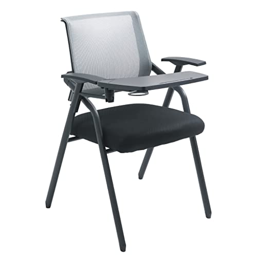 WOTZOV Klappbarer Bürostuhl mit angeschlossenem Schreibtisch für Erwachsene, Netz-Tablet-Sessel mit gepolstertem Sitz und hochklappbarem Schreibtablett, Konferenzraumstühle,Grey One Size WOTZOV Klappbarer Bürostuhl mit angeschlossenem Schreibtisch für Erwachsene, Netz-Tablet-Sessel mit gepolstertem Sitz und hochklappbarem Schreibtablett, Konferenzraumstühle,Grey One Size von WOTZOV