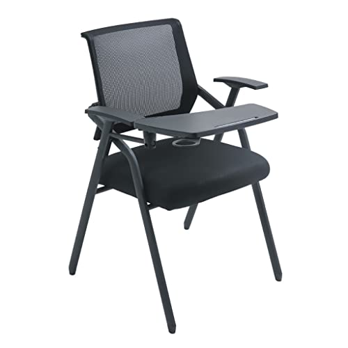 WOTZOV Klappbarer Bürostuhl mit angeschlossenem Schreibtisch für Erwachsene, Netz-Tablet-Sessel mit gepolstertem Sitz und hochklappbarem Schreibtablett, Konferenzraumstühle,Nero One Size WOTZOV Klappbarer Bürostuhl mit angeschlossenem Schreibtisch für Erwachsene, Netz-Tablet-Sessel mit gepolstertem Sitz und hochklappbarem Schreibtablett, Konferenzraumstühle,Nero One Size von WOTZOV