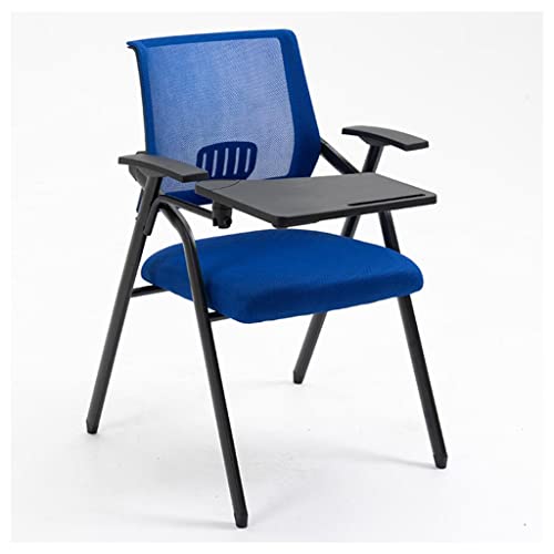 WOTZOV Klappstuhl Gepolsterter Netz-Bürostuhl Ergonomischer Computerstuhl Klappstuhl Innen gepolstert mit Schreibtafel Getränkehalter Stahlrahmen Schülerstuhl für Schule Bu，Blue von WOTZOV