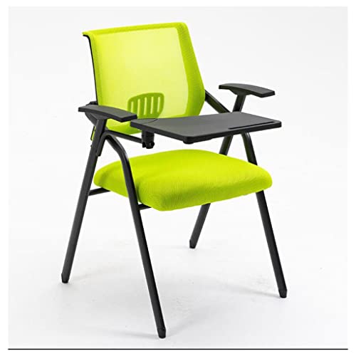 WOTZOV Klappstuhl Gepolsterter Netz-Bürostuhl Ergonomischer Computerstuhl Klappstuhl Innen gepolstert mit Schreibtafel Getränkehalter Stahlrahmen Schülerstuhl für Schule Bu，Green von WOTZOV