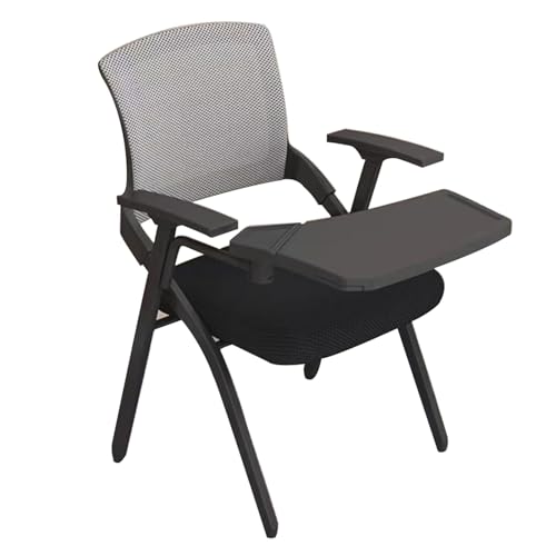 WOTZOV Klappstuhl mit Schreibtafel, Premium-Netz-Arbeitsstuhl mit großer Schreibtafel für Ausbildungseinrichtungen, einzelner nützlicher Sessel，B 57 * 50 * 85cm von WOTZOV