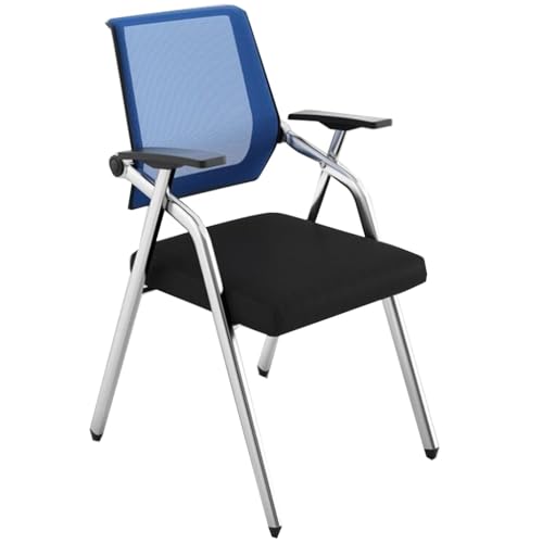 WOTZOV Klappstuhl mit Schreibtafel, Stuhl mit befestigtem Schreibtisch für Laptop, Netz-Bürostühle mit Lordosenstütze, Einzelstuhl für den Innenbereich mit Schreibtafel, Ge，Blue Style1 von WOTZOV