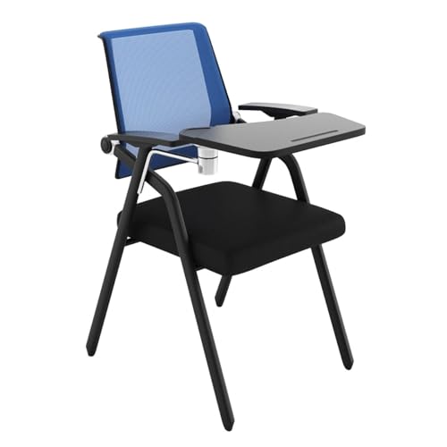 WOTZOV Klappstuhl mit Schreibtafel, klappbarer Büroschreibtischstuhl mit angeschlossenem Schreibtisch, Blauer klappbarer Schulungsstuhl mit Tablet-Arm, ideal für Konferenzr，Blue One Size von WOTZOV