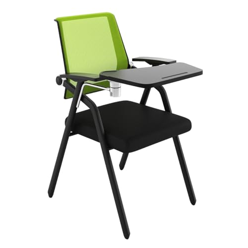 WOTZOV Klappstuhl mit Schreibtafel, klappbarer Büroschreibtischstuhl mit angeschlossenem Schreibtisch, Blauer klappbarer Schulungsstuhl mit Tablet-Arm, ideal für Konferenzr，Green One Size von WOTZOV