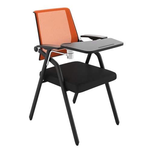 WOTZOV Klappstuhl mit Schreibtafel, klappbarer Büroschreibtischstuhl mit angeschlossenem Schreibtisch, Blauer klappbarer Schulungsstuhl mit Tablet-Arm, ideal für Konferenzr，Orange One Size von WOTZOV