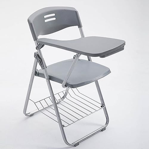 WOTZOV Klappstuhl mit Schreibtafel, moderner klappbarer Konferenzstuhl aus Kunststoff mit Tablet-Armlehne, Netzrückenlehne und gepolsterter Sitzfläche, stapelbarer Schreibt von WOTZOV