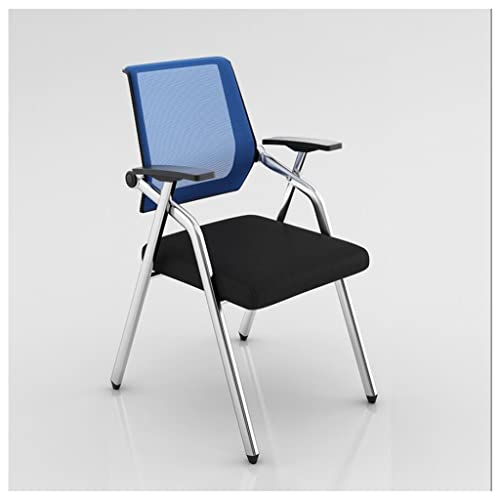 WOTZOV Klappstuhl mit Schreibtafel, schwarzer Netzstoff, ergonomischer Schreibtischstuhl, Schülerstuhl mit Schreibtischaufsatz, mit Tablet-Arm, Schreibtafel und Getränkehal，Blue Style2 von WOTZOV