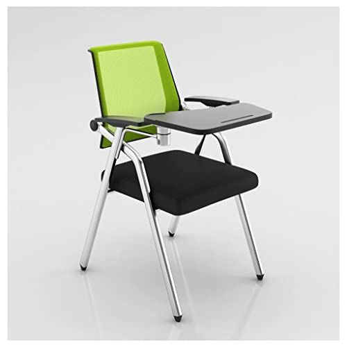 WOTZOV Klappstuhl mit Schreibtafel, schwarzer Netzstoff, ergonomischer Schreibtischstuhl, Schülerstuhl mit Schreibtischaufsatz, mit Tablet-Arm, Schreibtafel und Getränkehal，Green Style1 von WOTZOV