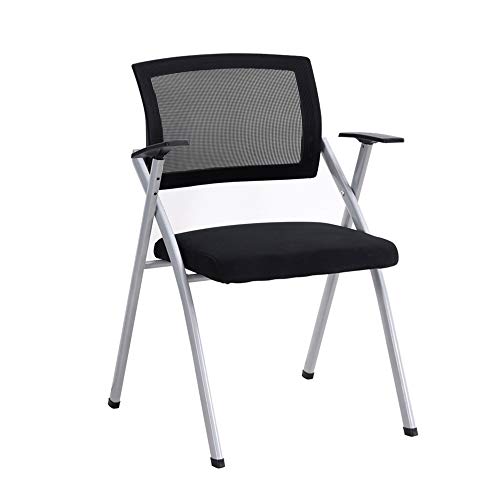 WOTZOV Klappstuhl mit Schreibtafel Klappbarer Büro-Schulungsstuhl, Schwarzer Multifunktions-Personalempfangsstuhl Nachrichtenarbeitsschreibtafel Konferenzraumstuhl，Style 1 Pack of 5 von WOTZOV