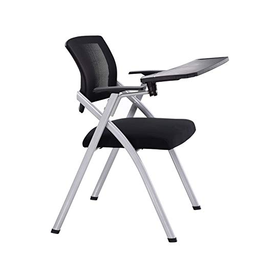 WOTZOV Klappstuhl mit Schreibtafel Klappbarer Büro-Schulungsstuhl, Schwarzer Multifunktions-Personalempfangsstuhl Nachrichtenarbeitsschreibtafel Konferenzraumstuhl，Style 2 Pack of 5 von WOTZOV