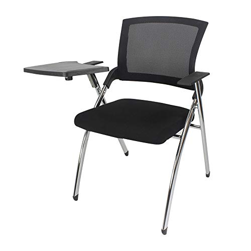 WOTZOV Klappstuhl mit Schreibtafel Möbel Outdoor Freizeit Schreibtafel Klapptisch und Stuhl Büro Meeting Trainingsstuhl/Schwarz/58X52X87Cm von WOTZOV