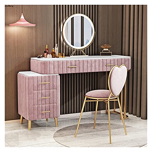 WOTZOV Kombination aus Schminktisch und Stuhl – moderner Luxus-Frisiertisch für das Schlafzimmer mit Schublade, Kommode aus Eisen und Schminktisch-Set für den Salon,Pink 100x40x75cm WOTZOV Kombination aus Schminktisch und Stuhl – moderner Luxus-Frisiertisch für das Schlafzimmer mit Schublade, Kommode aus Eisen und Schminktisch-Set für den Salon,Pink 100x40x75cm von WOTZOV