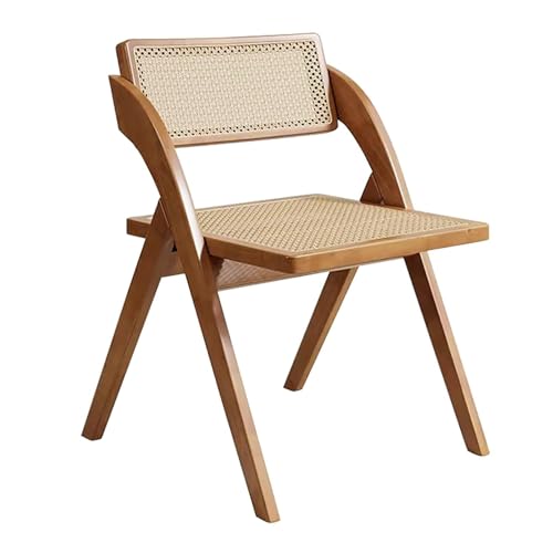 WOTZOV Meal Chairs Rattan Gewebte Esszimmerstühle, Gepolsterte Esszimmerstühle mit Rohrrückenlehne Mid Century Retro Beistellstühle Mid-Century Modern Klappstühle von WOTZOV
