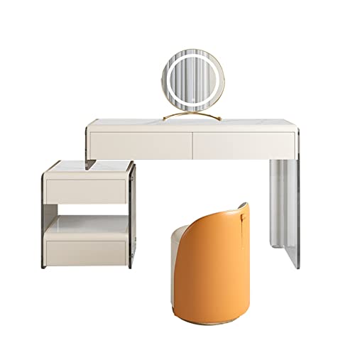 WOTZOV Moderner Frisiertisch, Schminktisch mit gepolstertem Hocker und Kommode mit 4 Schubladen, Aufbewahrungsschrank, Schlafzimmer, einfacher, fortschrittlicher Schmi,80 WOTZOV Moderner Frisiertisch, Schminktisch mit gepolstertem Hocker und Kommode mit 4 Schubladen, Aufbewahrungsschrank, Schlafzimmer, einfacher, fortschrittlicher Schmi,80 von WOTZOV