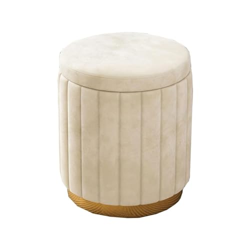 WOTZOV Moderner runder osmanischer Fußhocker aus Samt mit Stauraum, gepolsterter Frisiertischhocker, luxuriöse Wohndekoration, Schminkhocker, gepolsterter Sitz für das,Beige 34x44cm WOTZOV Moderner runder osmanischer Fußhocker aus Samt mit Stauraum, gepolsterter Frisiertischhocker, luxuriöse Wohndekoration, Schminkhocker, gepolsterter Sitz für das,Beige 34x44cm von WOTZOV