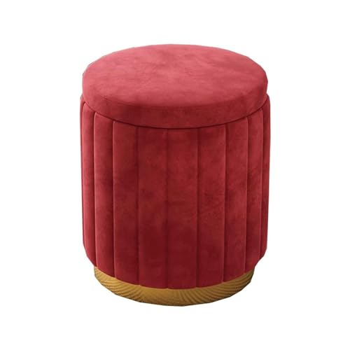 WOTZOV Moderner runder osmanischer Fußhocker aus Samt mit Stauraum, gepolsterter Frisiertischhocker, luxuriöse Wohndekoration, Schminkhocker, gepolsterter Sitz für das,Red 34x44cm WOTZOV Moderner runder osmanischer Fußhocker aus Samt mit Stauraum, gepolsterter Frisiertischhocker, luxuriöse Wohndekoration, Schminkhocker, gepolsterter Sitz für das,Red 34x44cm von WOTZOV