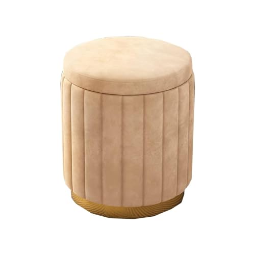 WOTZOV Moderner runder osmanischer Fußhocker aus Samt mit Stauraum, gepolsterter Frisiertischhocker, luxuriöse Wohndekoration, Schminkhocker, gepolsterter Sitz für das,Yellow 34x44cm WOTZOV Moderner runder osmanischer Fußhocker aus Samt mit Stauraum, gepolsterter Frisiertischhocker, luxuriöse Wohndekoration, Schminkhocker, gepolsterter Sitz für das,Yellow 34x44cm von WOTZOV