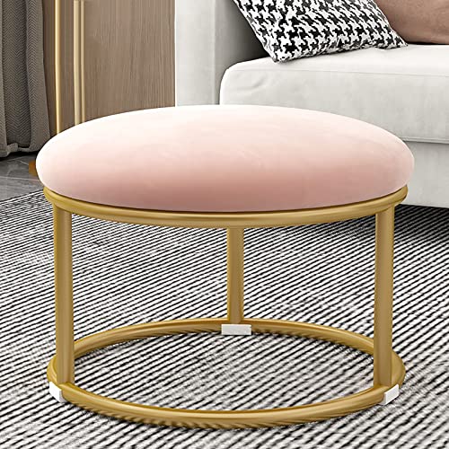WOTZOV Moderner runder osmanischer Fußhocker mit Goldener Metallbasis und samtbezogenem Schminkhocker, Beistelltisch, Keine Montage erforderlich, Akzentmöbel für jeden,Pink WOTZOV Moderner runder osmanischer Fußhocker mit Goldener Metallbasis und samtbezogenem Schminkhocker, Beistelltisch, Keine Montage erforderlich, Akzentmöbel für jeden,Pink von WOTZOV