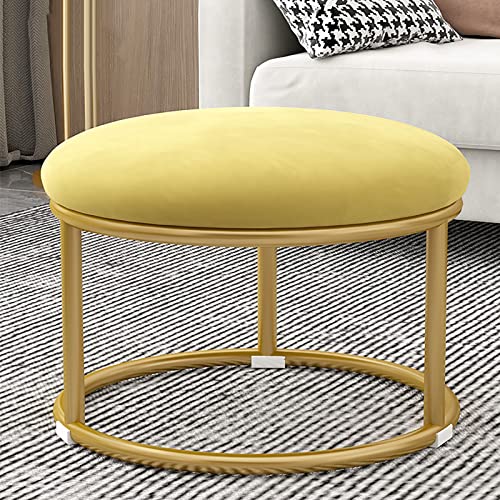 WOTZOV Moderner runder osmanischer Fußhocker mit Goldener Metallbasis und samtbezogenem Schminkhocker, Beistelltisch, Keine Montage erforderlich, Akzentmöbel für jeden,Yellow WOTZOV Moderner runder osmanischer Fußhocker mit Goldener Metallbasis und samtbezogenem Schminkhocker, Beistelltisch, Keine Montage erforderlich, Akzentmöbel für jeden,Yellow von WOTZOV