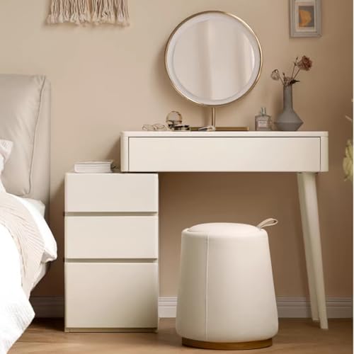 WOTZOV Modernes Schminktisch-Set aus Massivholz mit Ankleideschrank für Mädchenzimmer, großer Schminktisch für Schlafzimmer WOTZOV Modernes Schminktisch-Set aus Massivholz mit Ankleideschrank für Mädchenzimmer, großer Schminktisch für Schlafzimmer von WOTZOV