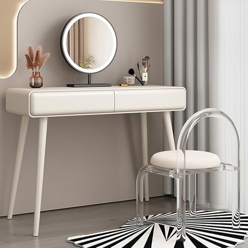 WOTZOV Modernes Schminktisch-Set mit Acrylstuhl, rundem Spiegel und dimmbarer Beleuchtung, stilvolle Schminkkommode für das Schlafzimmer,One Color 70cm/27.5in WOTZOV Modernes Schminktisch-Set mit Acrylstuhl, rundem Spiegel und dimmbarer Beleuchtung, stilvolle Schminkkommode für das Schlafzimmer,One Color 70cm/27.5in von WOTZOV