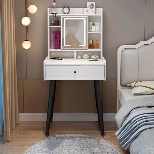WOTZOV Modernes Schminktisch-Set mit beleuchtetem Spiegel, aufklappbarem Schminktisch, Hocker und Stuhl für das Schlafzimmer, Kommode mit abgerundeten Kanten und Integ,One Color A WOTZOV Modernes Schminktisch-Set mit beleuchtetem Spiegel, aufklappbarem Schminktisch, Hocker und Stuhl für das Schlafzimmer, Kommode mit abgerundeten Kanten und Integ,One Color A von WOTZOV