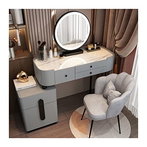 WOTZOV Schminktisch, Frisiertisch, Kommode, Schlafzimmer, moderner minimalistischer Schminktisch, Aufbewahrungsschrank, großer Kombinationsschrank mit Schminkstuhl, Ko,Gray B 100cm WOTZOV Schminktisch, Frisiertisch, Kommode, Schlafzimmer, moderner minimalistischer Schminktisch, Aufbewahrungsschrank, großer Kombinationsschrank mit Schminkstuhl, Ko,Gray B 100cm von WOTZOV