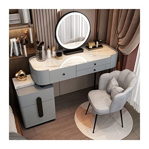 WOTZOV Schminktisch, Frisiertisch, Kommode, Schlafzimmer, moderner minimalistischer Schminktisch, Aufbewahrungsschrank, großer Kombinationsschrank mit Schminkstuhl, Ko,Gray B 120cm WOTZOV Schminktisch, Frisiertisch, Kommode, Schlafzimmer, moderner minimalistischer Schminktisch, Aufbewahrungsschrank, großer Kombinationsschrank mit Schminkstuhl, Ko,Gray B 120cm von WOTZOV