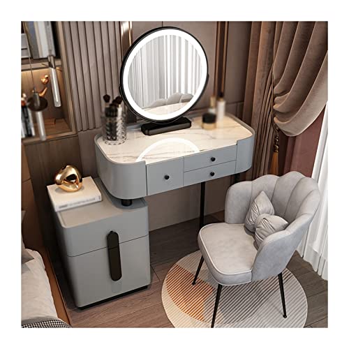WOTZOV Schminktisch, Frisiertisch, Kommode, Schlafzimmer, moderner minimalistischer Schminktisch, Aufbewahrungsschrank, großer Kombinationsschrank mit Schminkstuhl, Ko,Gray B 80cm WOTZOV Schminktisch, Frisiertisch, Kommode, Schlafzimmer, moderner minimalistischer Schminktisch, Aufbewahrungsschrank, großer Kombinationsschrank mit Schminkstuhl, Ko,Gray B 80cm von WOTZOV