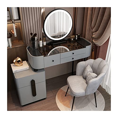 WOTZOV Schminktisch, Frisiertisch, Kommode, Schlafzimmer, moderner minimalistischer Schminktisch, Aufbewahrungsschrank, großer Kombinationsschrank mit Schminkstuhl, Ko,Gray a 100cm WOTZOV Schminktisch, Frisiertisch, Kommode, Schlafzimmer, moderner minimalistischer Schminktisch, Aufbewahrungsschrank, großer Kombinationsschrank mit Schminkstuhl, Ko,Gray a 100cm von WOTZOV