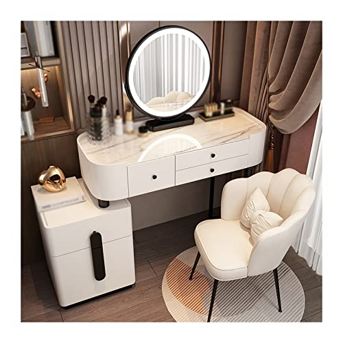WOTZOV Schminktisch, Frisiertisch, Kommode, Schlafzimmer, moderner minimalistischer Schminktisch, Aufbewahrungsschrank, großer Kombinationsschrank mit Schminkstuhl, Ko,White B 100cm WOTZOV Schminktisch, Frisiertisch, Kommode, Schlafzimmer, moderner minimalistischer Schminktisch, Aufbewahrungsschrank, großer Kombinationsschrank mit Schminkstuhl, Ko,White B 100cm von WOTZOV