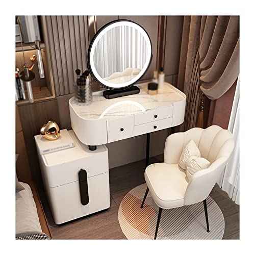 WOTZOV Schminktisch, Frisiertisch, Kommode, Schlafzimmer, moderner minimalistischer Schminktisch, Aufbewahrungsschrank, großer Kombinationsschrank mit Schminkstuhl, Ko,White B 80cm WOTZOV Schminktisch, Frisiertisch, Kommode, Schlafzimmer, moderner minimalistischer Schminktisch, Aufbewahrungsschrank, großer Kombinationsschrank mit Schminkstuhl, Ko,White B 80cm von WOTZOV